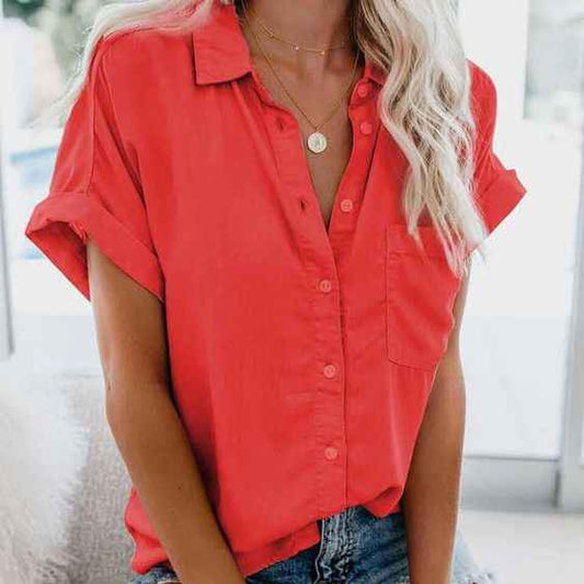قميص نسائي كاجوال بأكمام قصيرة