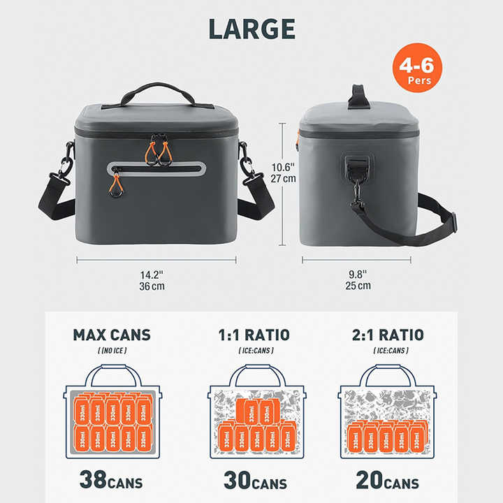 Soft Insulated Food Cooler Bag, Waterproof and