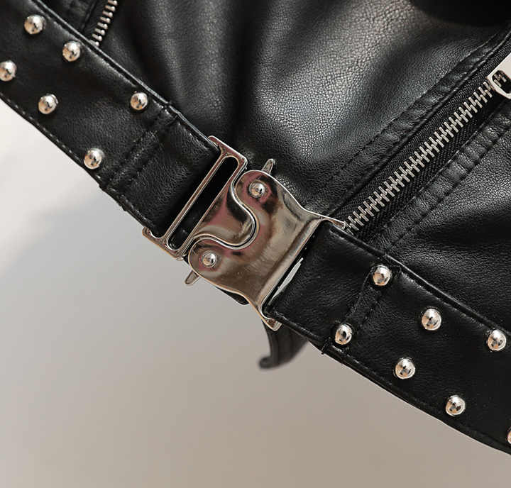 Women's Short Black Leather Jacket