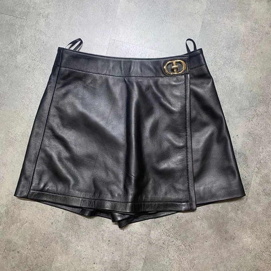 تناننير نسائي قصيرة من الجلد الطبيعي