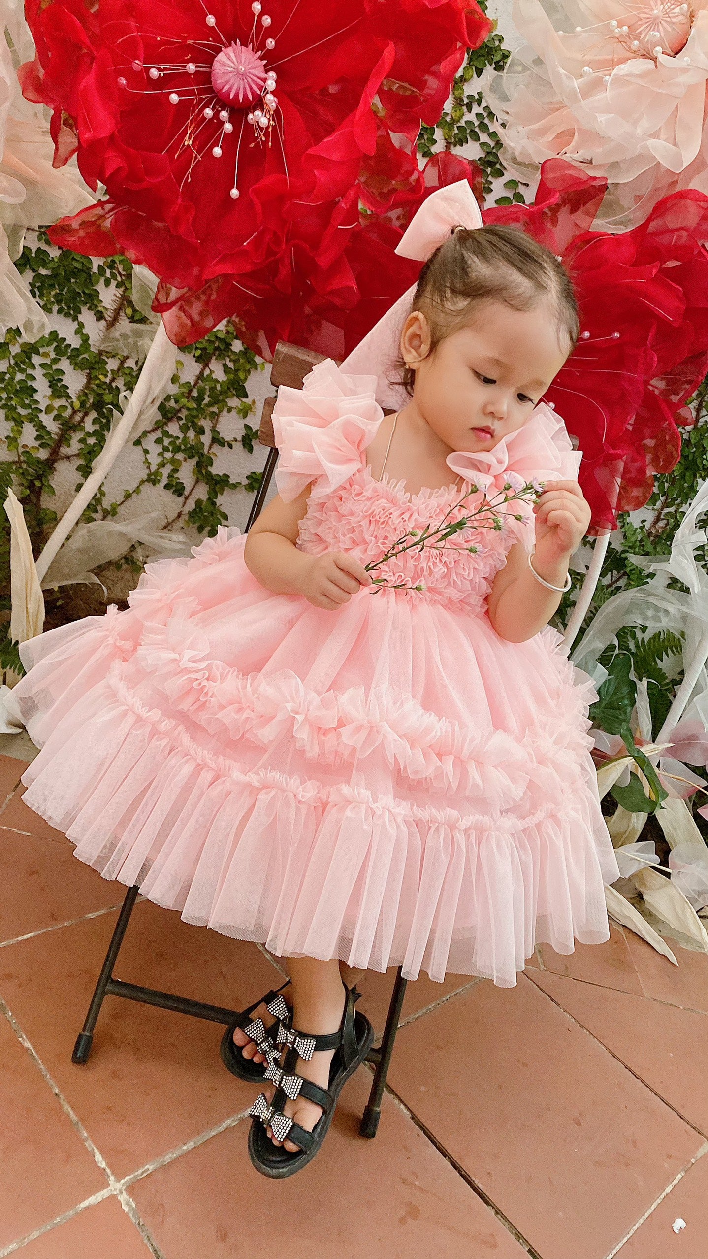 فستان بنات بأكمام منتفخة