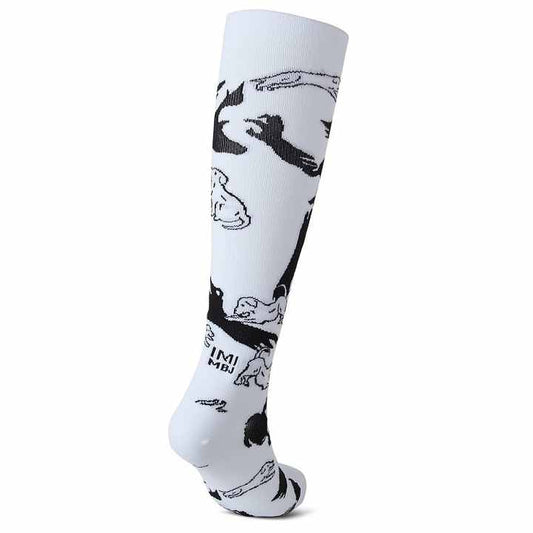 with Anti-Slip Feature and Animal Pattern Breathable Knee Length Compression Stockings for Nurses in Winter