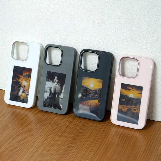 NFC New 4 Colors E Ink Screen Smart PC Case for iPhone NFC 13 14 15 Pro Max