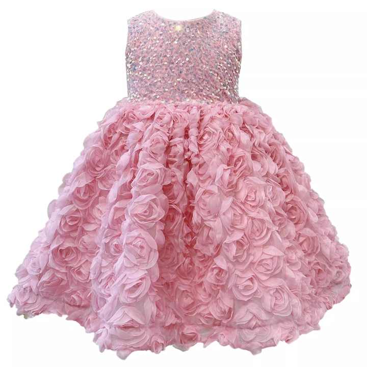 Summer Pink Flower Baby Girl Dresses-فستان صيفي وردي