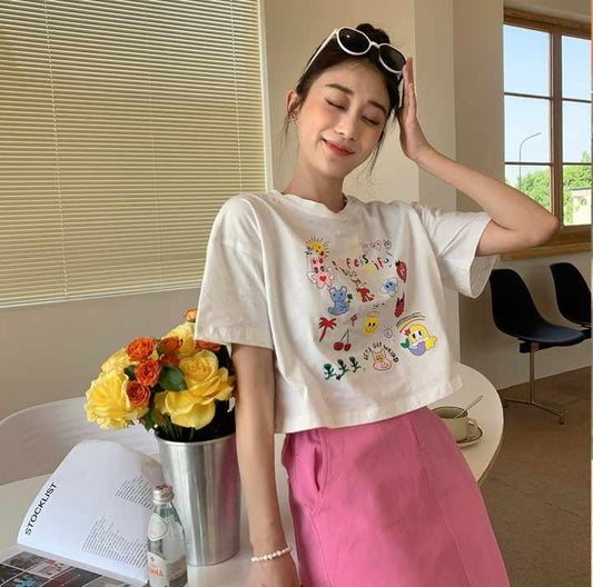 Summer Fashion Mommy and Me T-Shirt and Plain Skirt Pink Twill A-Line Dress Girls Comfortable High Quality Baby Girls Clothes