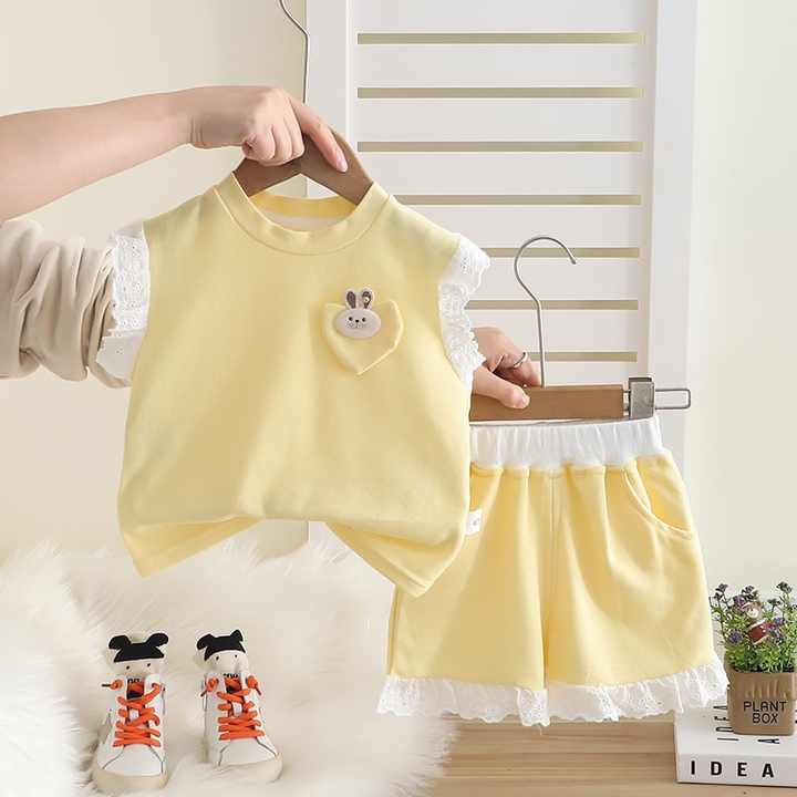  Trendy Baby Two-Piece Outfit Cotton-طقم ملابس صيفي