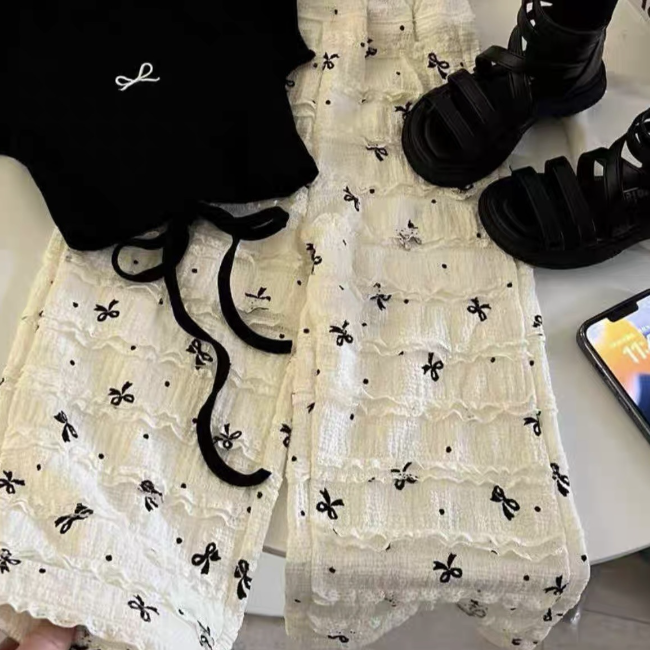 CL6446 New Fashion Lovely Design Short Sleeve Shirt and Wide Leg Pants 2 Piece Set for Little GirlsCL6446 New Fashion Lovely Design Short Sleeve Shirt and Wide Leg Pants 2 Piece Set for Little Girls