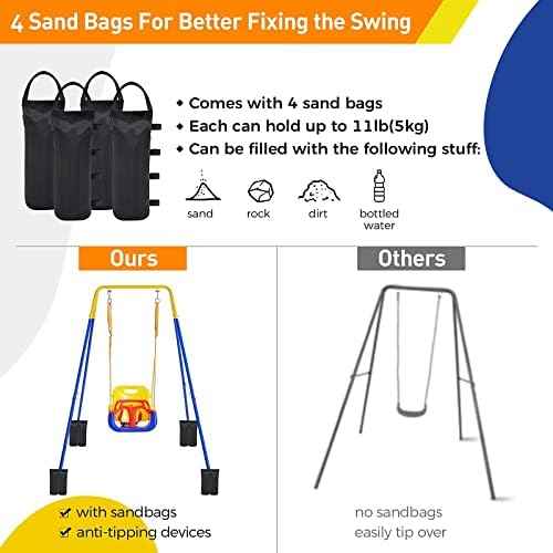 Toddler Swing Set Easy Assembly- FUNLIO 2 1 شديدة التحمل للاستخدام الداخلي/الخارجي للأطفال