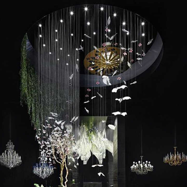 Modern Hotel Lobby Luxury Decorative Lighting Glass Bird Shape Led Ceiling Chandelier Pendant Light
