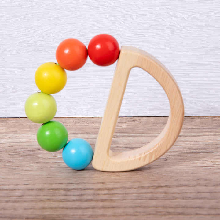 1pc Baby Wooden Rattle Beech Animal Hand Teething.