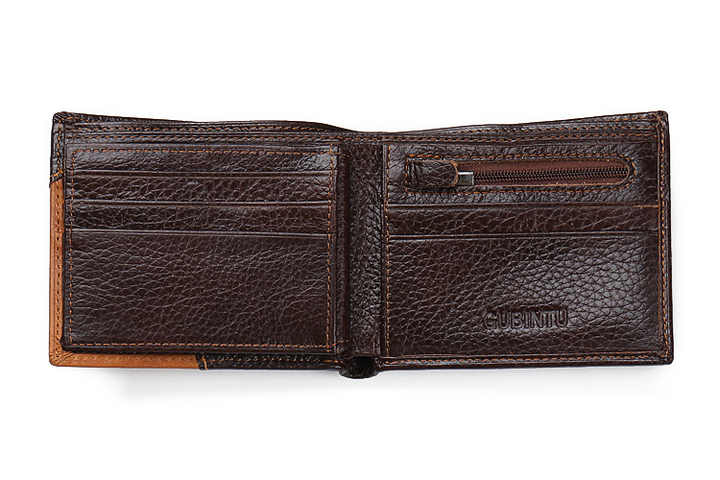 محفظة قصيرة مفتوحة من جلد البقر الأصلي . New Design Genuine Cowhide Leather Short Open