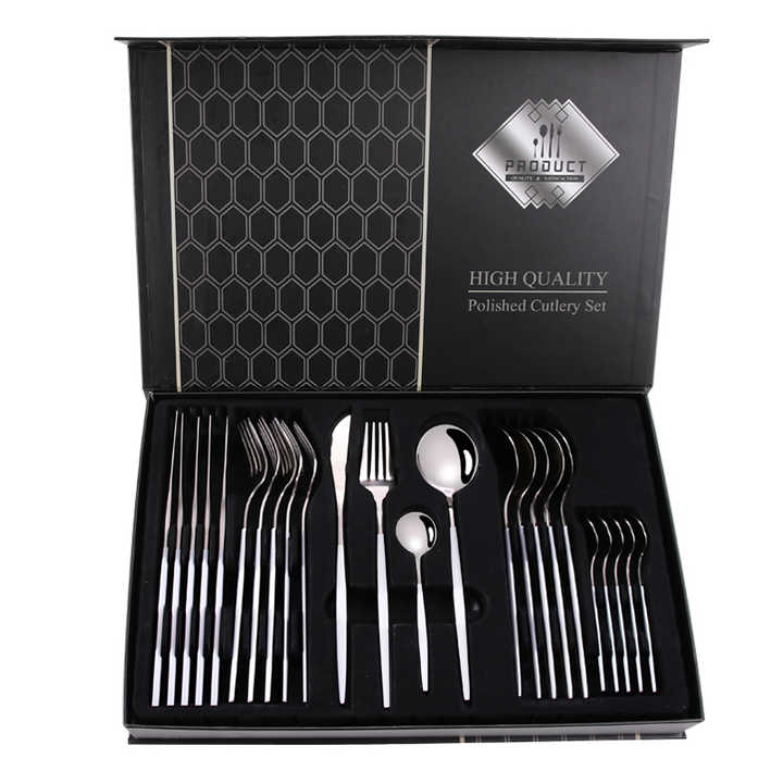 Wedding 24 Pcs Gold Flatware Sets-طقم أدوات مائدة