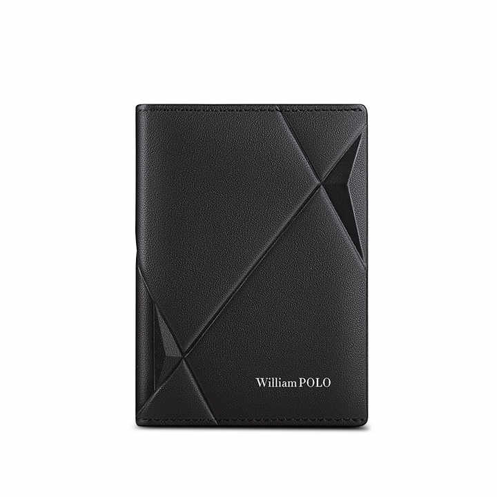 Black Slim Leather Wallet Card Holder Cowhide Soft Men's