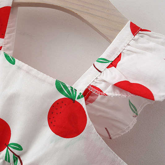 طقم بناتي صيفي من القطن بفتحات تهوية Girls Summer Cotton Vented Set