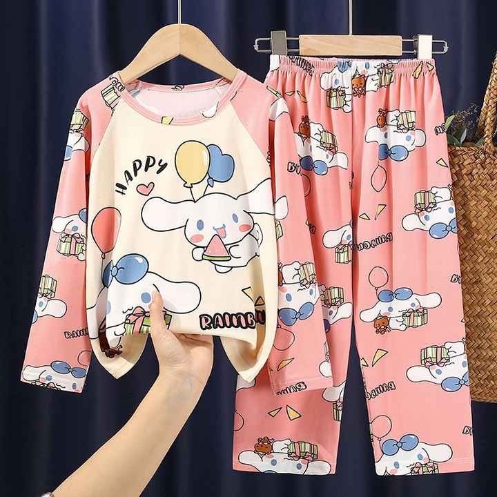 Girls Long Sleeve Pajamas-بيجامات بناتي بأكمام