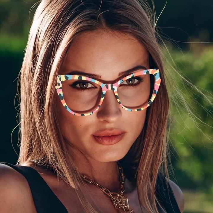 New Fashion Retro Black Cat Eye Women Glasses Brand Design Anti Blue Light Eyeglasses Frames