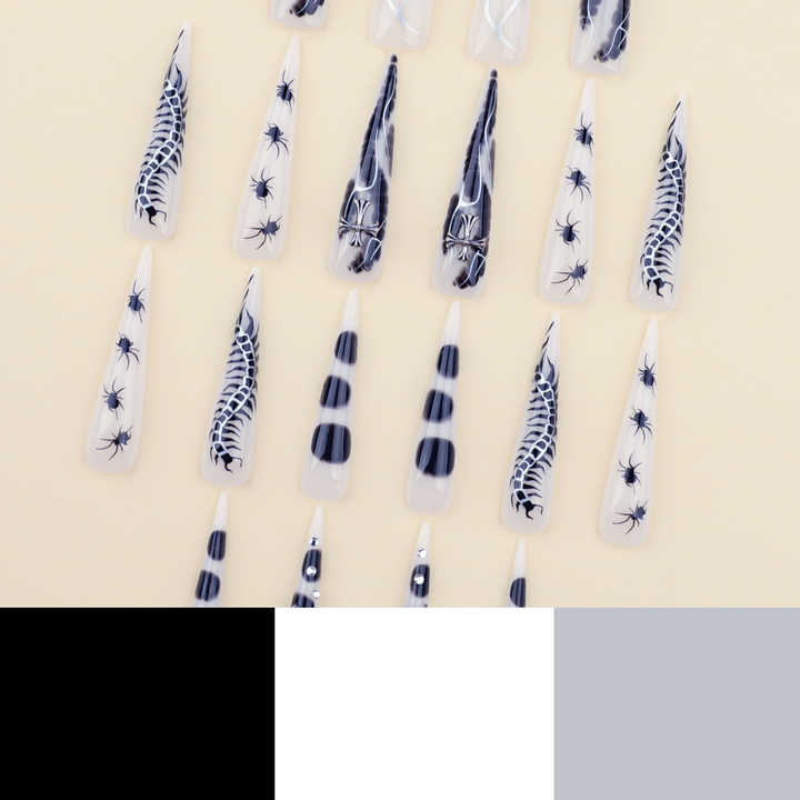 Pcs Spicy Girl Silver Flame Long Pointed-أظافر سبايسي جيرل
