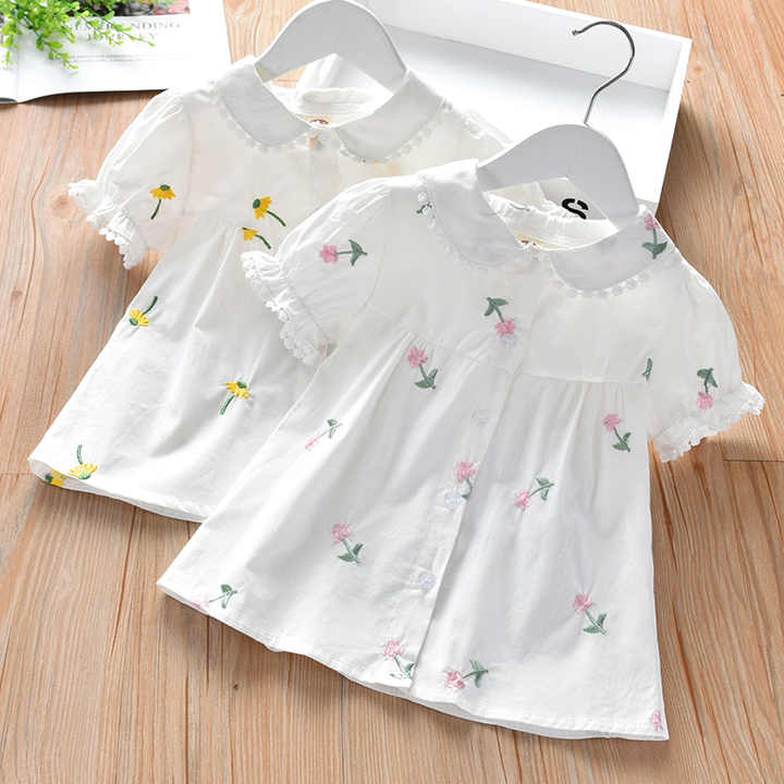 ملابس صيفية لطيفة للأطفال الصغار Clothes Short Sleeve Shirt Dress for Little G