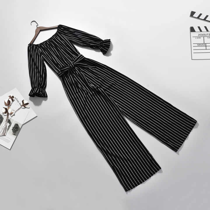 جمبسوت نسائي طويل مخطط باللون الأسود - الأم والبنت