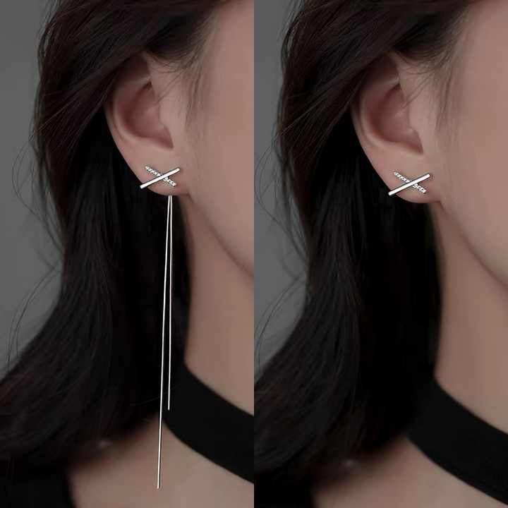 -طويلة من الفضة اقراط