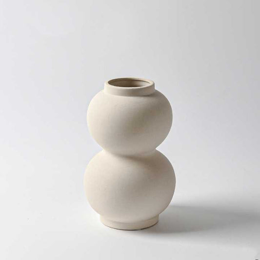 Home Decor Ins Circle Creative Design Handmade Circle Decorative Ceramic Flower Small Flower Vase Hug Donut Vase Set