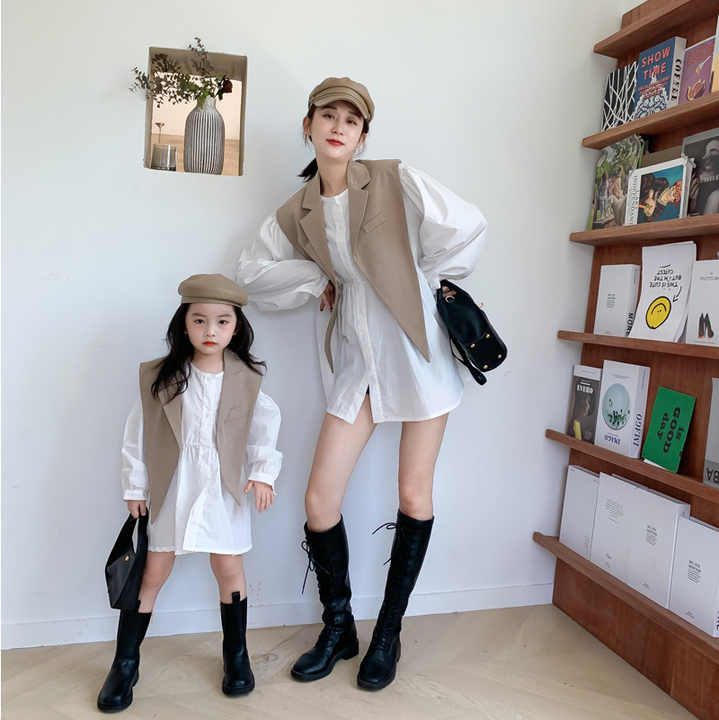 Family Matching Autumn Clothes, Family Matching Autumn Clothes for Baby Girls Korean Style Formal Blouseملابس خريفية عائلية متناسقة, ملابس خريفية عائلية متناسقة مع ملابس الفتيات الرُضَّع بلوزة رسمية على الطراز الكوري