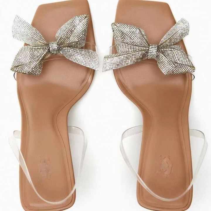 Women's transparent high heel with bow knot