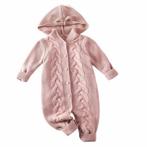 Sweet Baby Girl Pink Rabbit Ear Hooded-جمبسوت بغطاء رأس