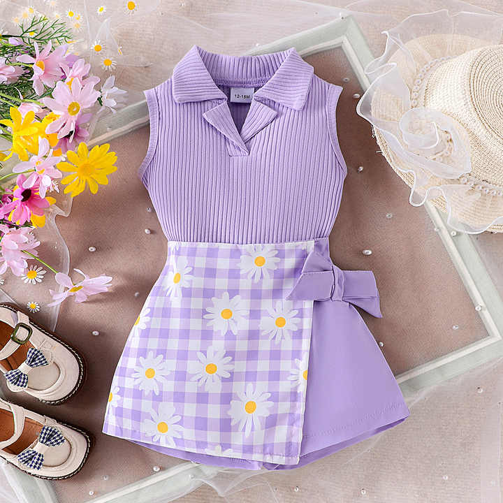 Summer Sunny Kids Clothes for Toddler Girls 2 Piece Outfits Set ملابس أطفال صيفية مشمسة للأطفال مجموعة ملابس من قطعتين للفتيات الصغيرات