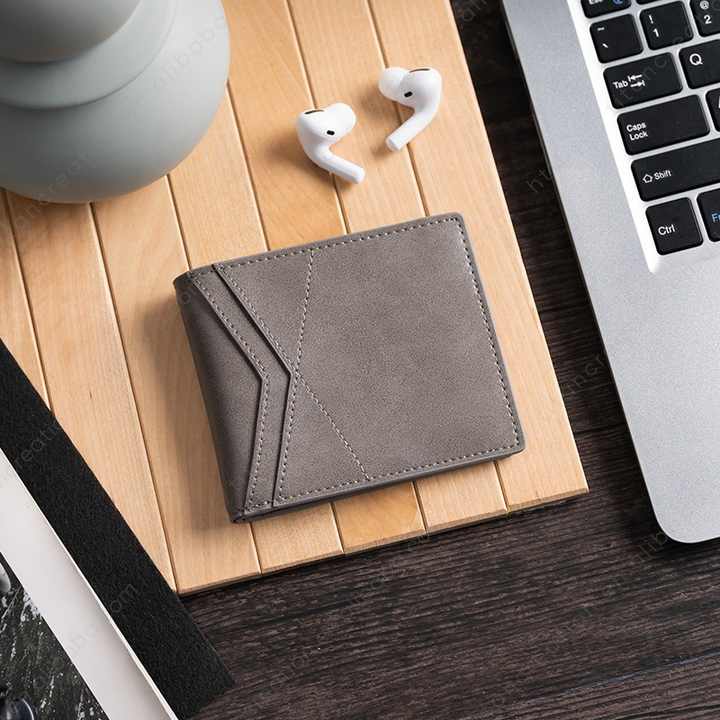 محفظة بطاقات ثنائية الطي بشعار منقوش عتيق . Men's Vintage Embossed Logo Bifold Card