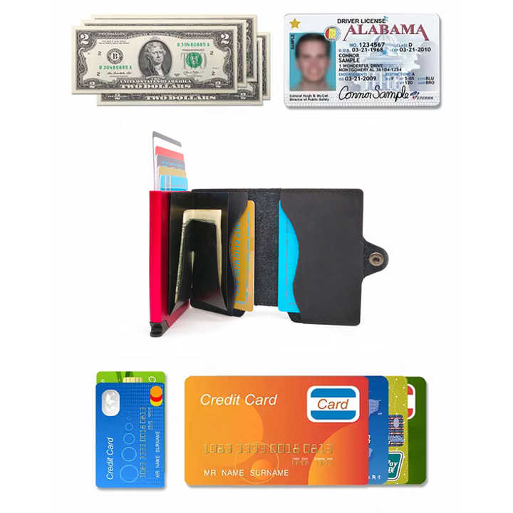 Wallet Cover Case PU Leather Smart Wallet Aluminum