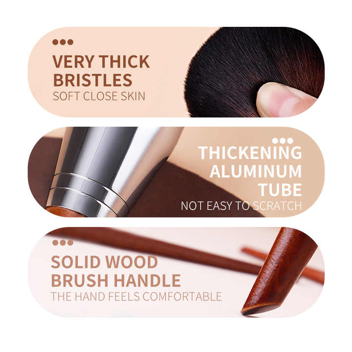 MUF 37 Series High Quality Aluminum Vegan Makeup Brushes with Wooden Handle Vegan Makeup Brushes Wholesale from Factoryفرش مكياج نباتية عالية الجودة مصنوعة من الألومنيوم بمقبض خشبي من سلسلة 37 من MUF فرش مكياج نباتية للبيع بالجملة من المصنع