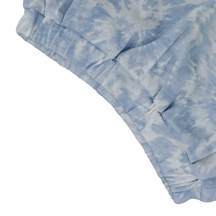 Custom Summer Toddler Soft Homewear Set with Faux Tie Dye Print for Girls