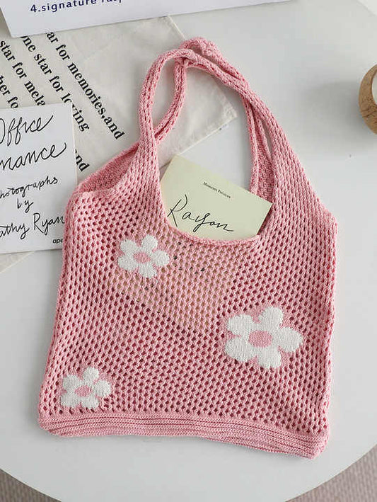 حقيبة تسوق صيفية محبوكة متعددة الاستخدامات