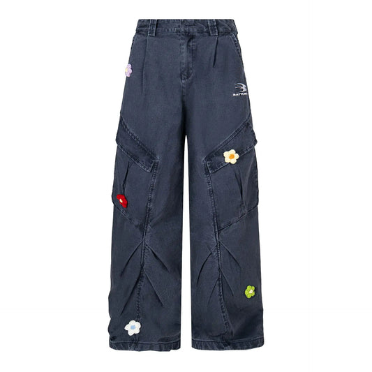 جينز نسائي كارجو مطرز بالزهور