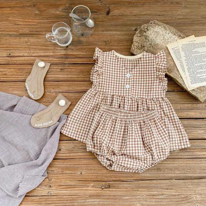 Baby Clothes Toddler Bodysuit 100% Cotton -فستان منقوش وشورت قصير