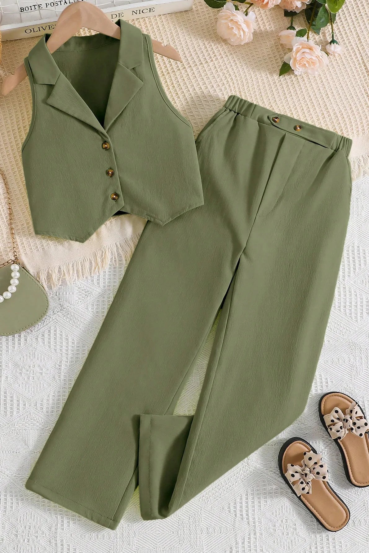 Korean Style Girls Rose Flower Clothes, Girls Color Matching Suit