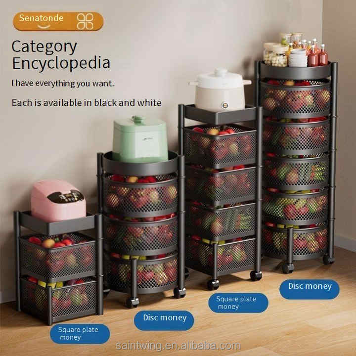 Best Selling Multi-Tier Rotating Storage Racks Kitchen Supplies Living Room Bathroom Clothes Fruits Vegetablesالأكثر مبيعًا رفوف تخزين دوارة متعددة الطبقات لوازم المطبخ لغرفة المعيشة والحمام للملابس والفواكه والخضروات
