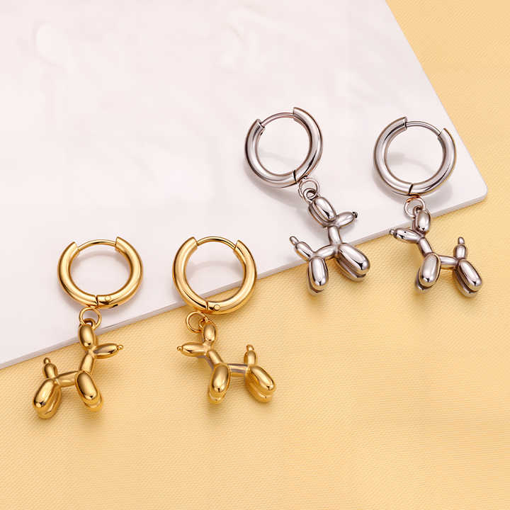 Cute 18K Gold Plated Stainless Steel-أقراط على شكل كلب
