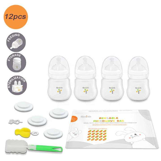 Bimirth Breast Milk Storage Bottle Set 6 oz Slow Flow Feeding Bottle Set for Newborns