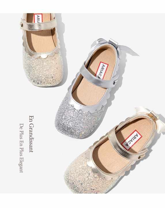 Ariaca Mary Jane Flat Shoes Shiny Princess Dress Shoes with Bow Casual Elegant Girls Summer Autumn