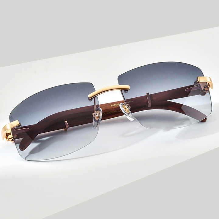 Sunglasses Men's and Women's Nylon Lens Glasses- نظارات شمسية من الخشب الأحمر المعدني