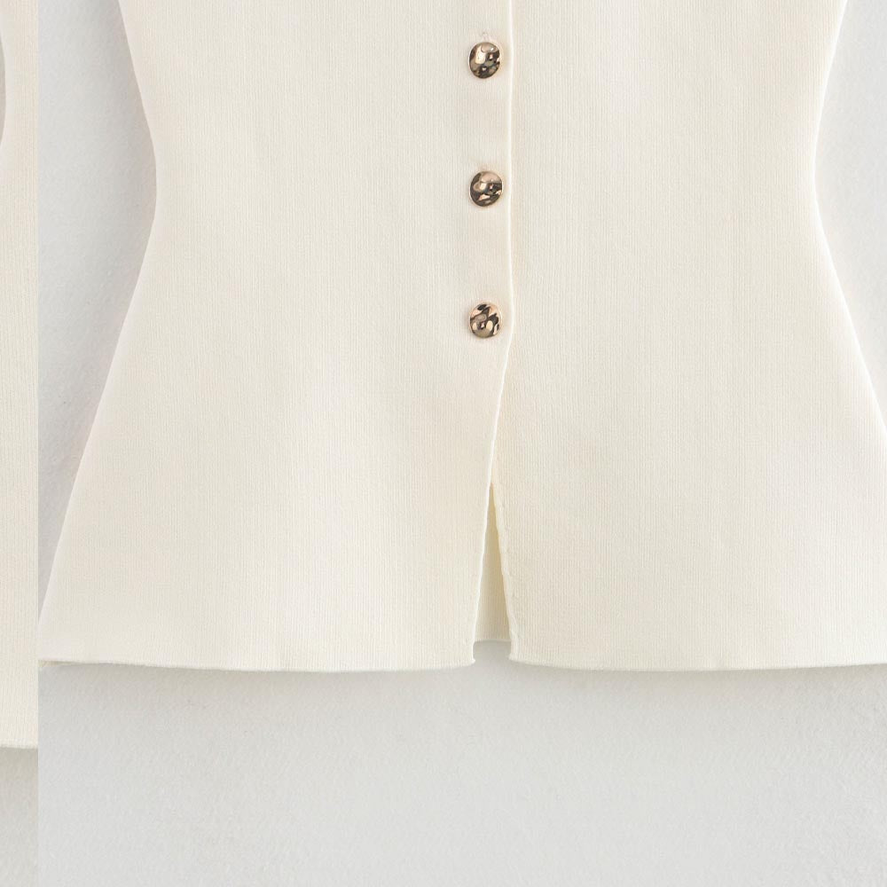 Knitted sweater with gold buttons