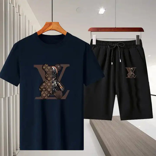 طقم تي شيرت رجالي مكون من قطعتين من . Men's 2 Pieces T-Shirt Set Summer Custom Design