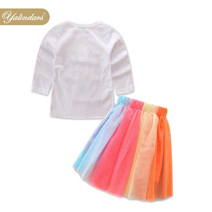 One Year Baby Girl Birthday Cotton Rainbow Tutu Dress