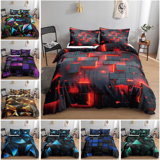 غطاء لحاف هندسي فائق النعومة حديث هندسي . Super Soft Geometric Duvet Cover Modern Geometric Red