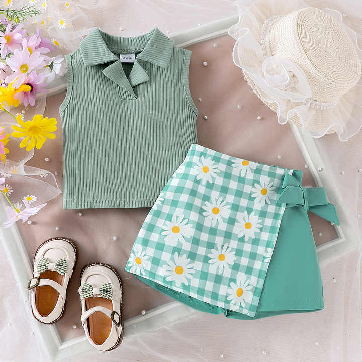Summer Sunny Kids Clothes for Toddler Girls 2 Piece Outfits Set ملابس أطفال صيفية مشمسة للأطفال مجموعة ملابس من قطعتين للفتيات الصغيرات