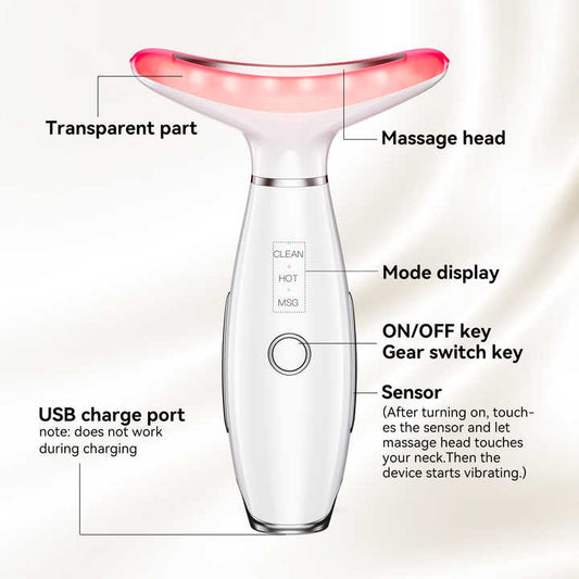 جهاز تدليك الوجه والرقبة بالضوء الأحمر- Red Light Face and Neck Massager