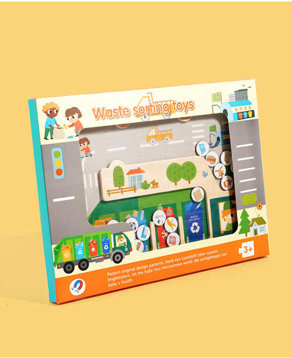 Wooden Logic Puzzles and Trash Sorting Games for Kids