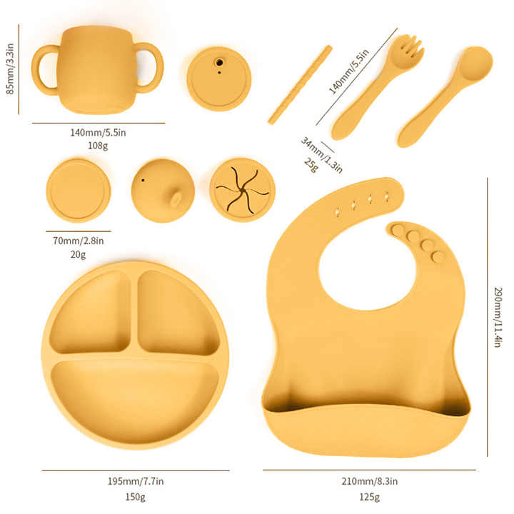 Bpa Free Silicone Baby Feeding Plates Set-مجموعة أطباق تغذية